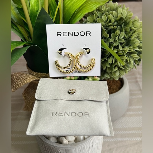Rendor Jewelry - Rendor Victoria Yellow Gold Double Hoop Earrings